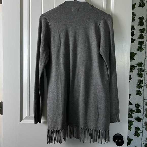 Central Park West western boho Grey tassel open front cardigan size small - Picture 5 of 6